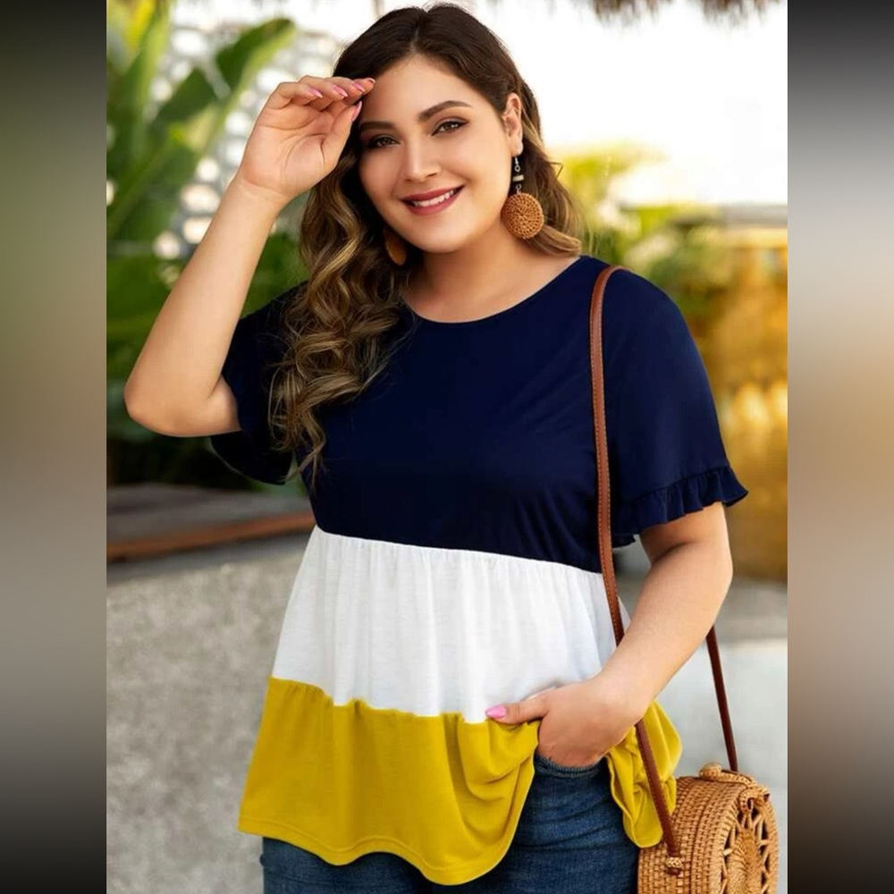 Shein Plus Color Block Tee